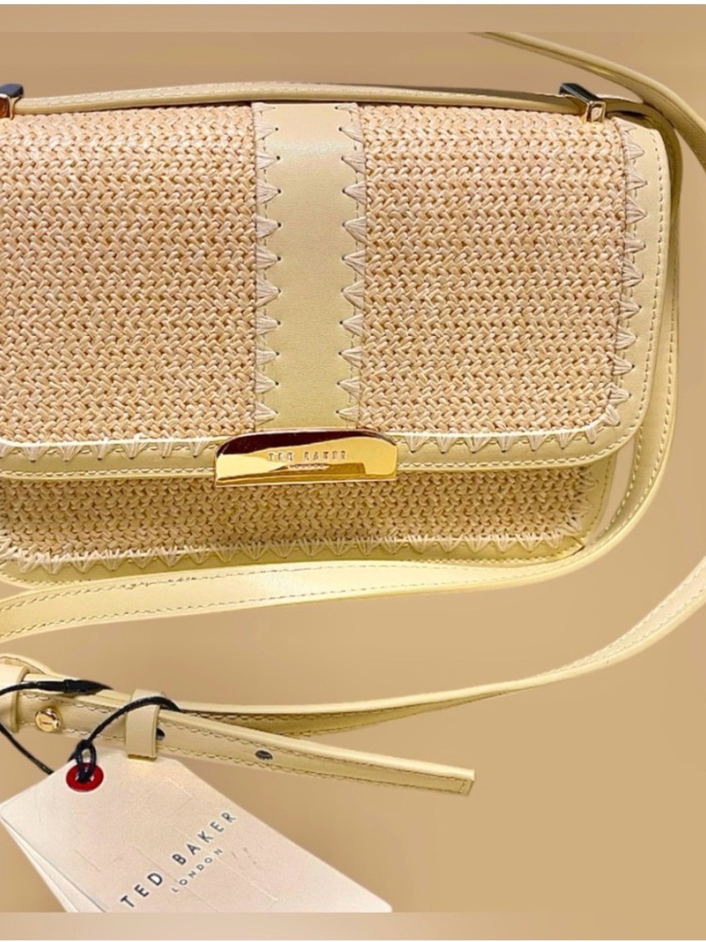 Ted Baker Pale Yellow Woven Crossbody Bag